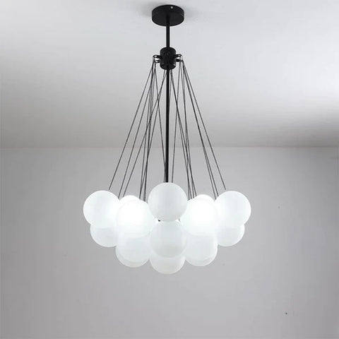 Frosted Glass Bubble Chandelier with Metal Frame