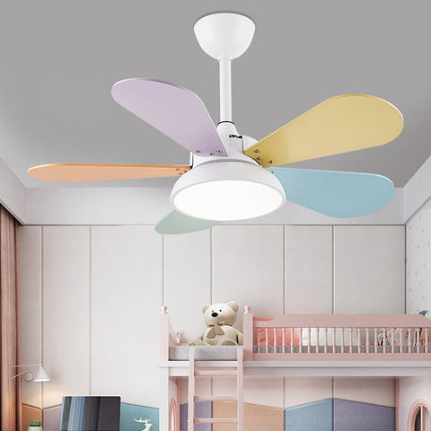 Ceiling Fan with Wood Blades and Integrated LED Light