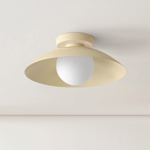 Metal Flush-Mount Ceiling Light with Wide Round Shade