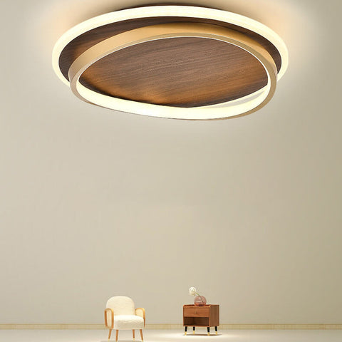 Scandinavian LED Ceiling Light with Wood-Look Finish for Modern Interiors