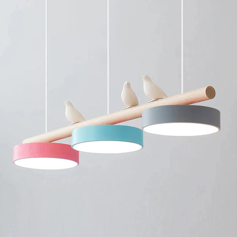 Wooden Bird LED Linear Pendant Light for Dining and Kitchen Lighting