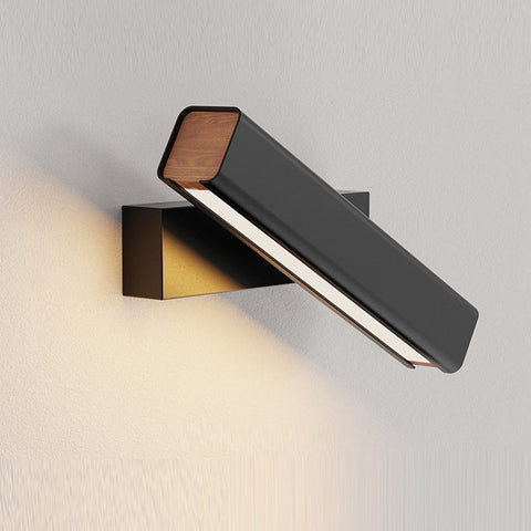 Rotating Wood and Metal LED Wall Sconce for Bedroom Reading Light