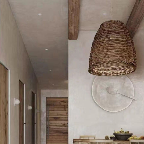 Handwoven Rattan Pendant Light for Dining Room and Bedroom Lighting
