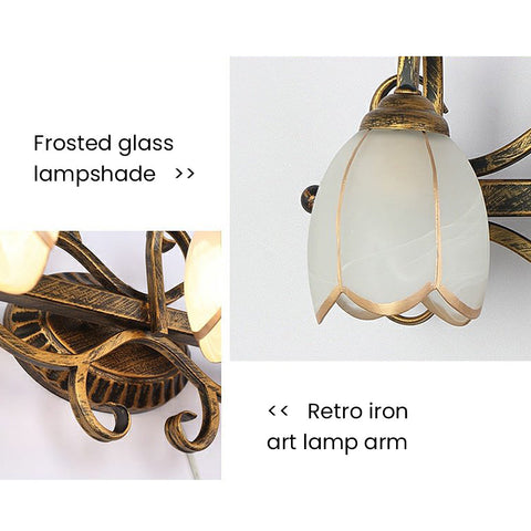 Floral Vanity Wall Light with Acrylic Shades