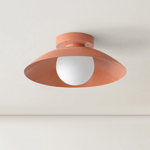 Metal Flush-Mount Ceiling Light with Wide Round Shade