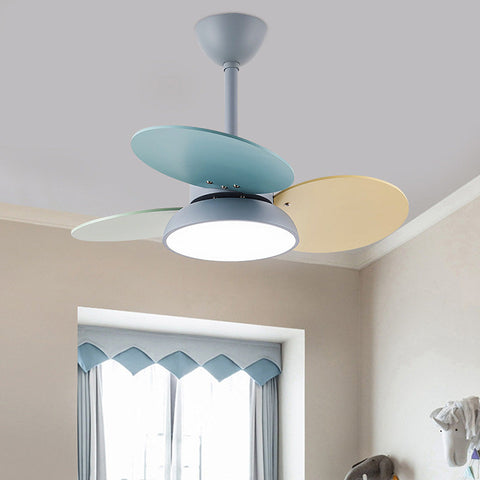 Ceiling Fan with Wood Blades and Integrated LED Light