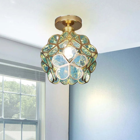 Floral Acrylic Ceiling Light with Decorative Crystal-Inspired Design
