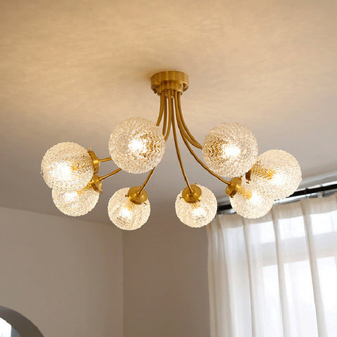 Metal Chandelier with Textured Glass Globes