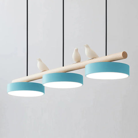 Wooden Bird LED Linear Pendant Light for Dining and Kitchen Lighting