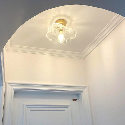 Fluted Glass Flower Ceiling Light for Bedroom and Living Room Decor