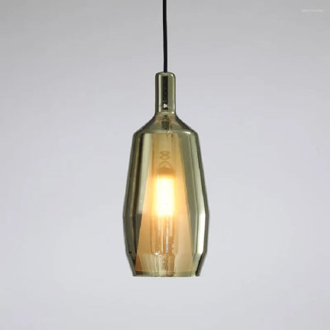 Colored Glass Pendant Light with Geometric Shade