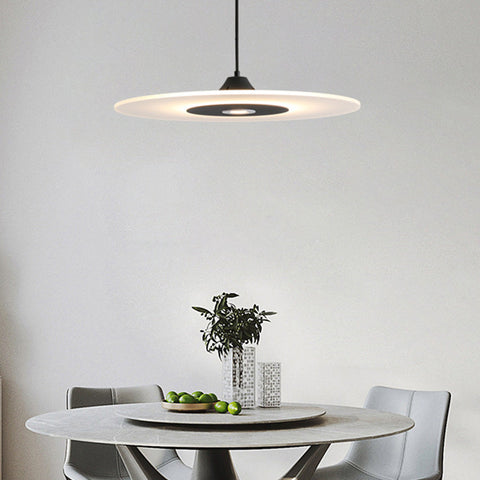 Flat LED Pendant Light with Circular Shade