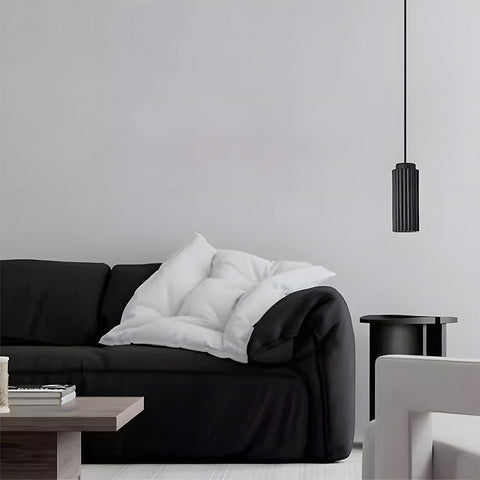 Ribbed Metal Cylinder Pendant Light