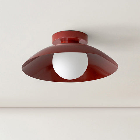 Metal Flush-Mount Ceiling Light with Wide Round Shade