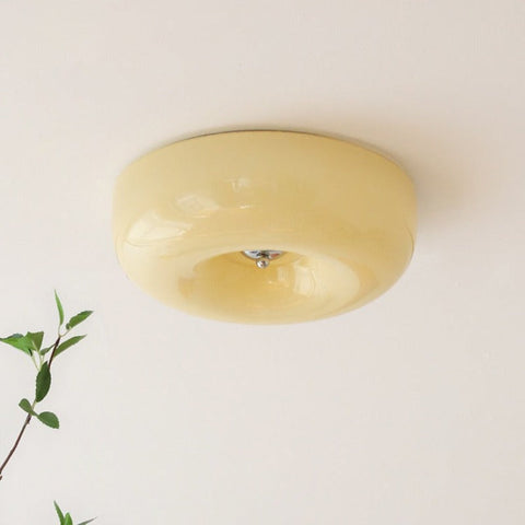 Rounded Glass Flush Mount Ceiling Light for Bedrooms, Halls, and Entryways