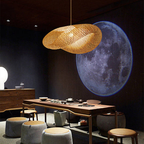 Handwoven Bamboo Pendant Light for Dining Rooms and Modern Living Spaces
