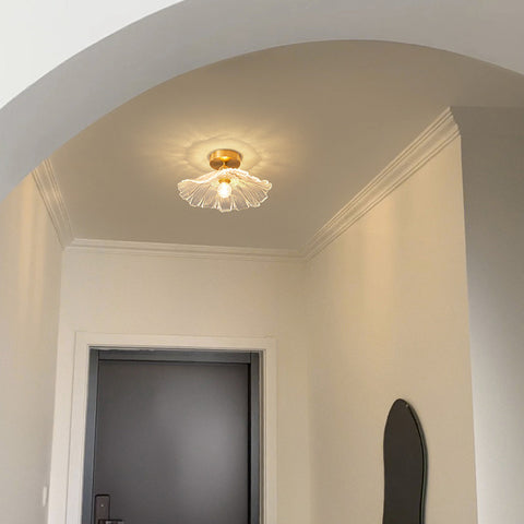 Fluted Glass Flower Ceiling Light for Bedroom and Living Room Decor