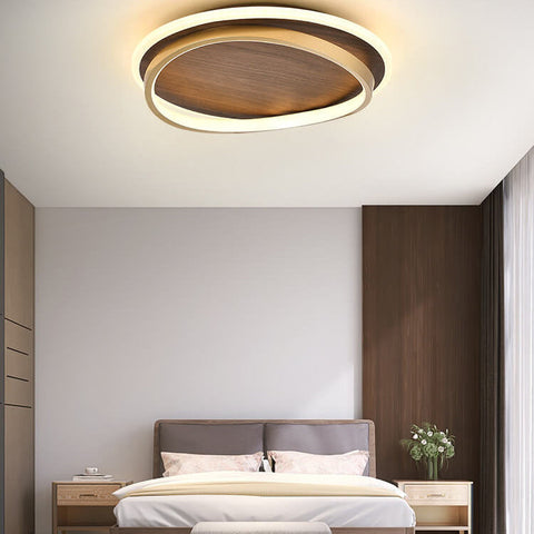Scandinavian LED Ceiling Light with Wood-Look Finish for Modern Interiors