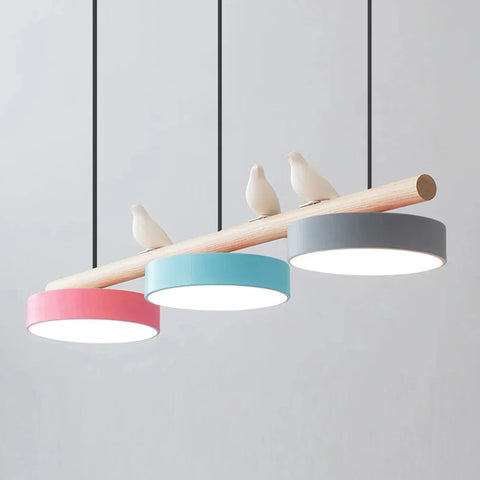 Wooden Bird LED Linear Pendant Light for Dining and Kitchen Lighting
