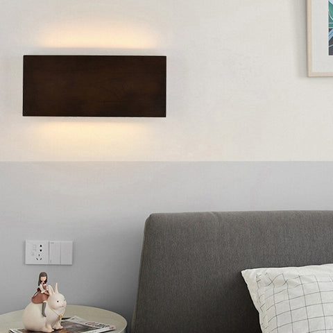 Rubberwood LED Wall Light with Acrylic Diffuser and Geometric Form