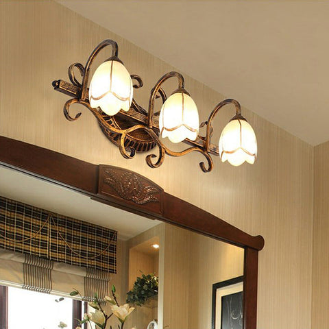 Floral Vanity Wall Light with Acrylic Shades