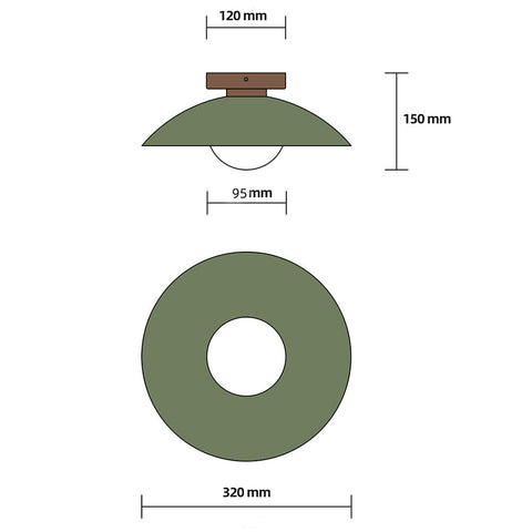 Metal Flush-Mount Ceiling Light with Wide Round Shade