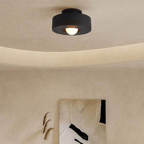 Round Polystyrene Flush-Mount Ceiling Light