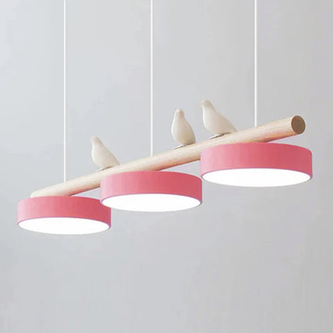 Wooden Bird LED Linear Pendant Light for Dining and Kitchen Lighting