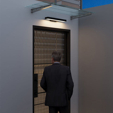 Flat LED Sensor Outdoor Wall Light with Weatherproof Housing