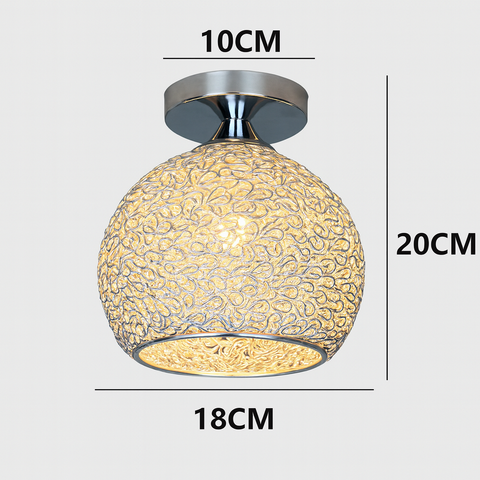Textured Metal Semi-Flush Ceiling Light with Rounded Shade