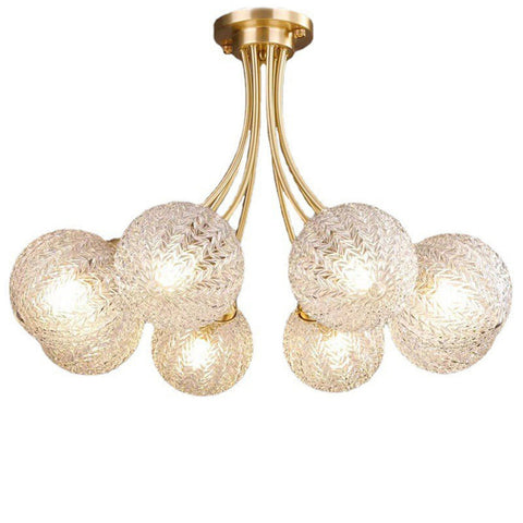 Metal Chandelier with Textured Glass Globes