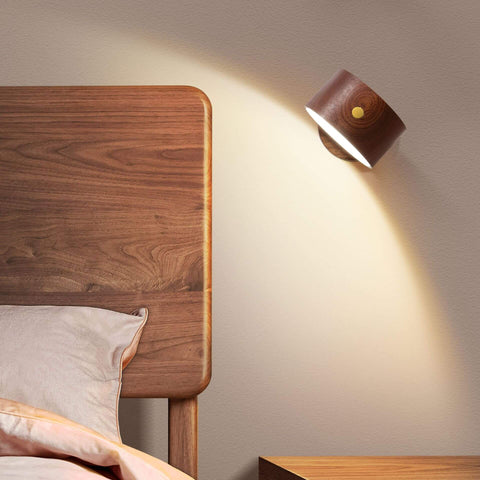 Rechargeable Magnetic Wood LED Wall and Night Light for Bedside Use