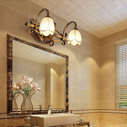 Floral Vanity Wall Light with Acrylic Shades