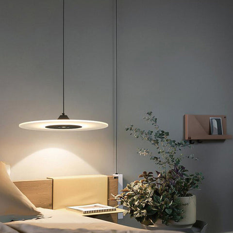 Flat LED Pendant Light with Circular Shade