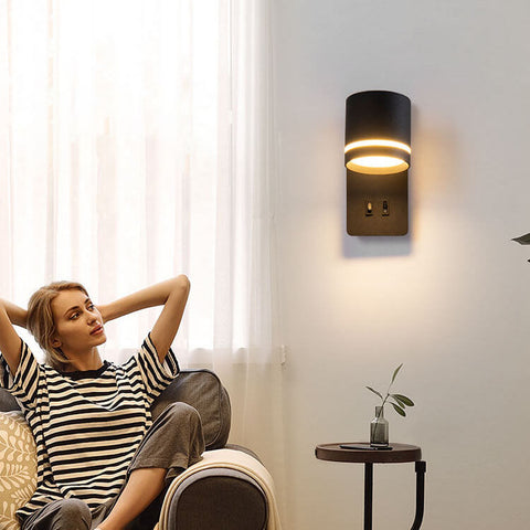 Rotatable LED Reading Wall Sconce with Square Backplate and Spotlight