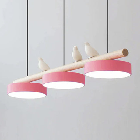 Wooden Bird LED Linear Pendant Light for Dining and Kitchen Lighting