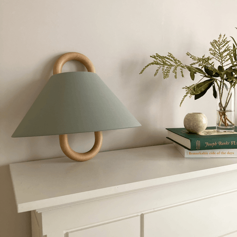 Pleated Wood Wall Sconce with Semicircular Fabric Shade for Bedrooms