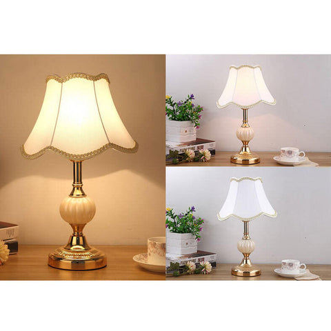 Floral Fabric Shade Table Lamp with Glass and Iron Base