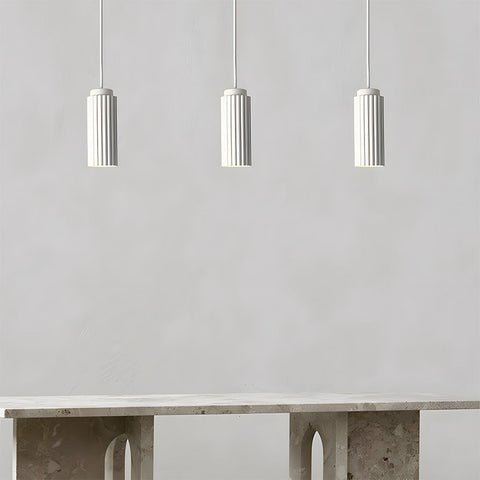 Ribbed Metal Cylinder Pendant Light
