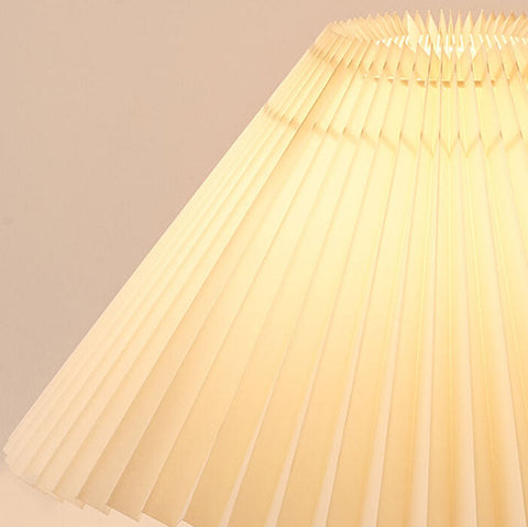 Wooden Table Lamp with Pleated Fabric Shade for Warm Interiors