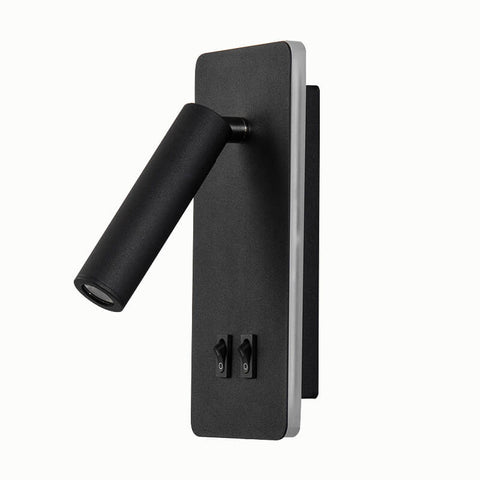 Rotatable LED Reading Wall Sconce with Square Backplate and Spotlight