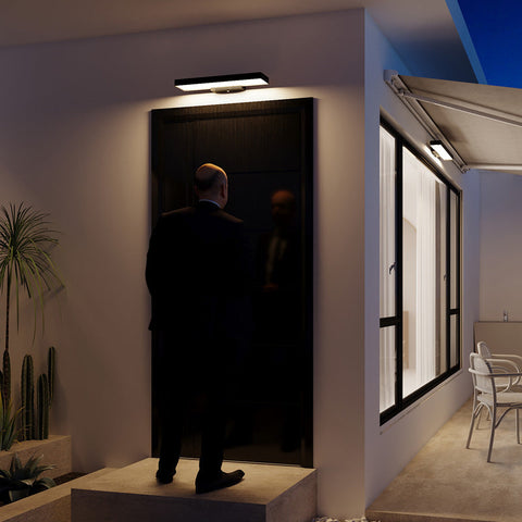 Flat LED Sensor Outdoor Wall Light with Weatherproof Housing