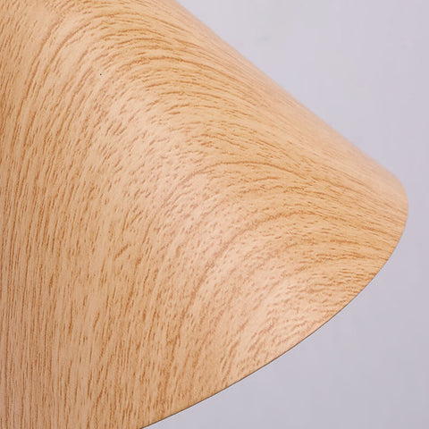 Swing Arm Wall Sconce with Wood-Grain Cone Shade for Bedrooms