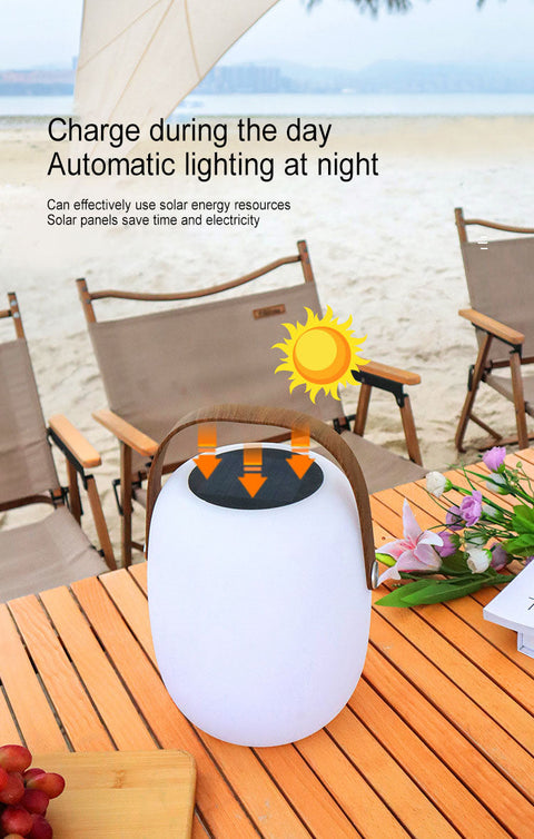 Portable Solar Basket LED Lamp for Outdoor Ambient Lighting