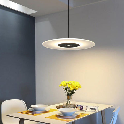 Flat LED Pendant Light with Circular Shade