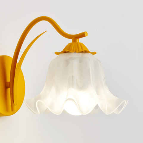 Wall Light with Flower Form and Fluted Acrylic Shade