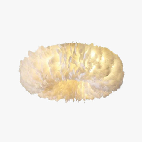 Feather Flush Mount Ceiling Light for Bedroom and Living Room Decor