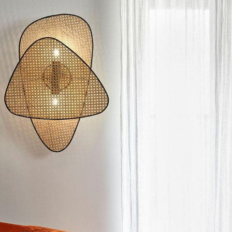 Woven Rattan Wall Sconce for Wabi-Sabi Bedrooms and Living Rooms