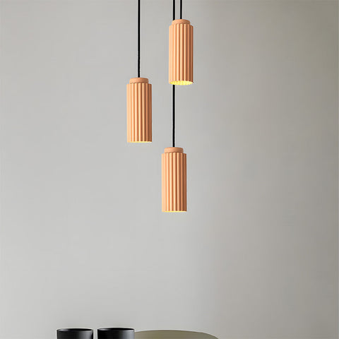 Ribbed Metal Cylinder Pendant Light