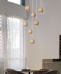 Solid Wood Globe Pendant Light with Suspended Sphere — product view